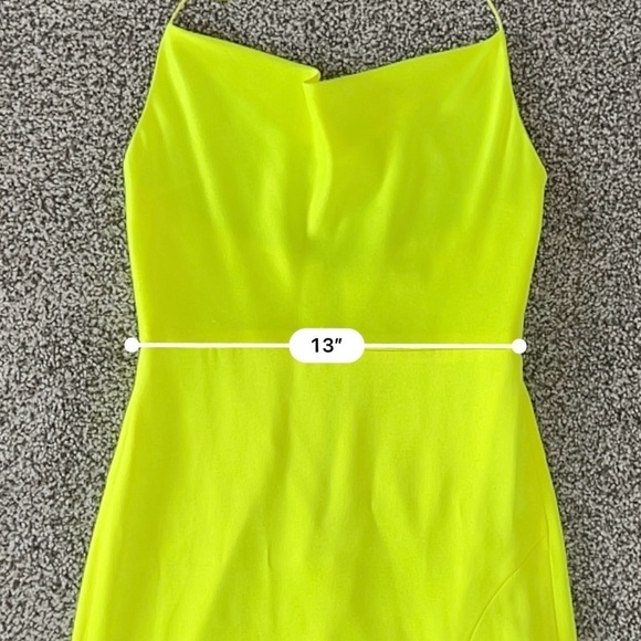 Alice + Olivia Eliza Neon Yellow Slip Dress – Silky Y2K Wedding Guest Party - Picture 15 of 16